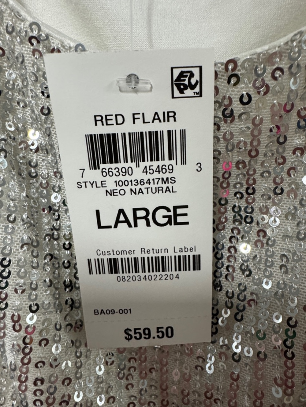 JM Collection Silver Sequin Cold Shoulder Blouse - Picture 2 of 5